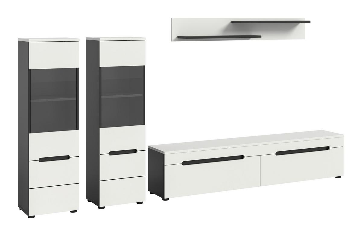Dnevni Regal Canu, Bela, Siva, 4-Delni - črna/bela, Design, umetna masa/leseni material (272/141/33cm) - Livetastic