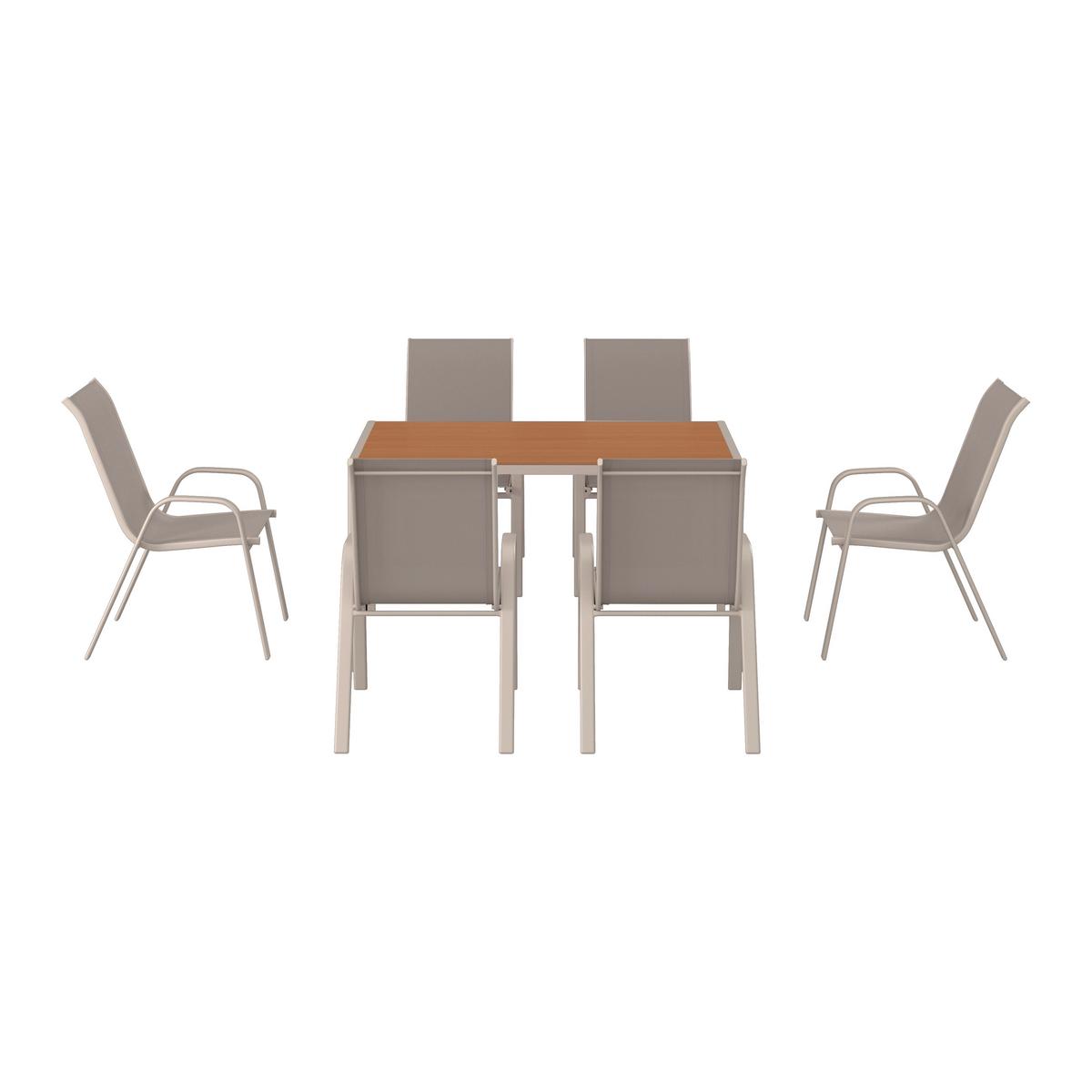 Set grădină Florenz - gri deschis/culoare lemn tec, Modern, plastic/metal - Mömax