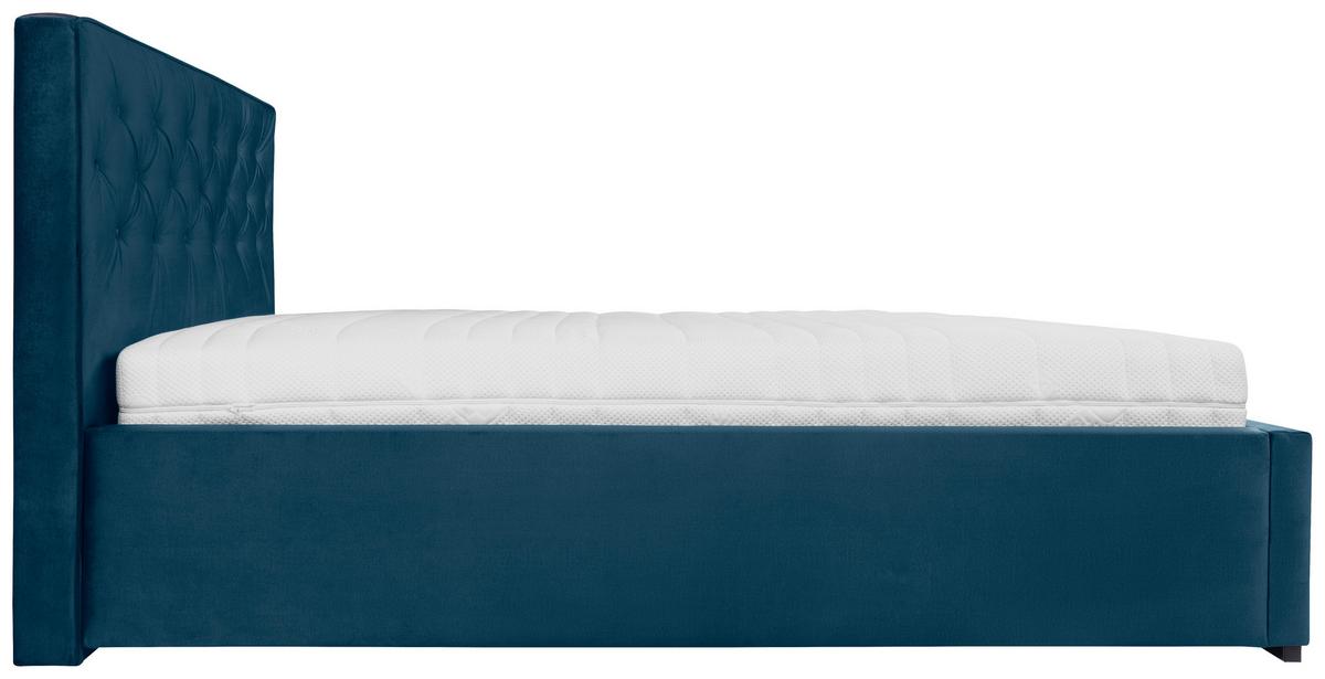 Polsterbett Granda ca. 140x200 cm Dunkelbau - Chromfarben/Kernbuche, MODERN, Holz/Textil (140/200cm) - MID.YOU
