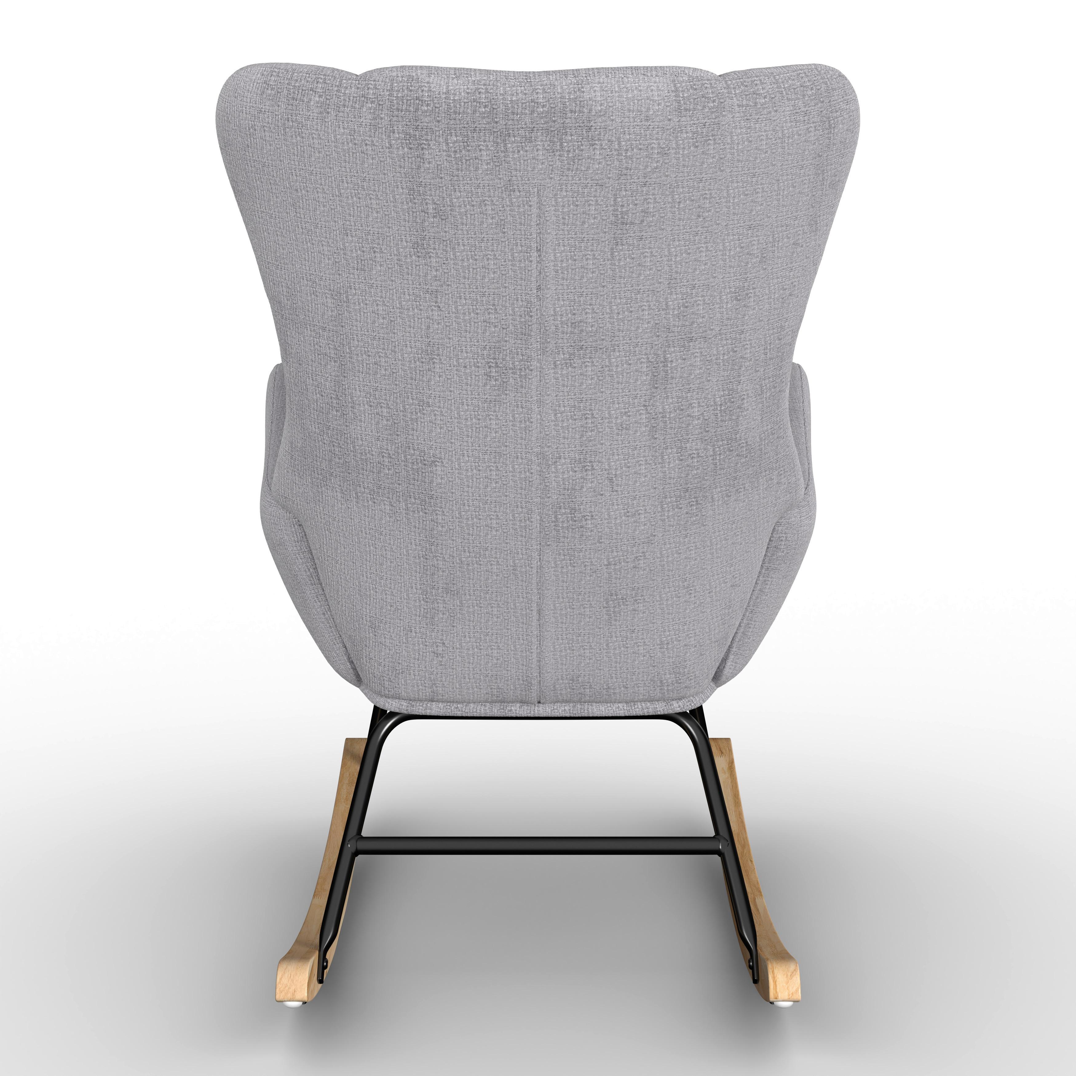 RELAXFÅTÖLJ EMILIO - grå/naturfärgad, Modern, metall/trä (68/92/87cm) - Bessagi Home