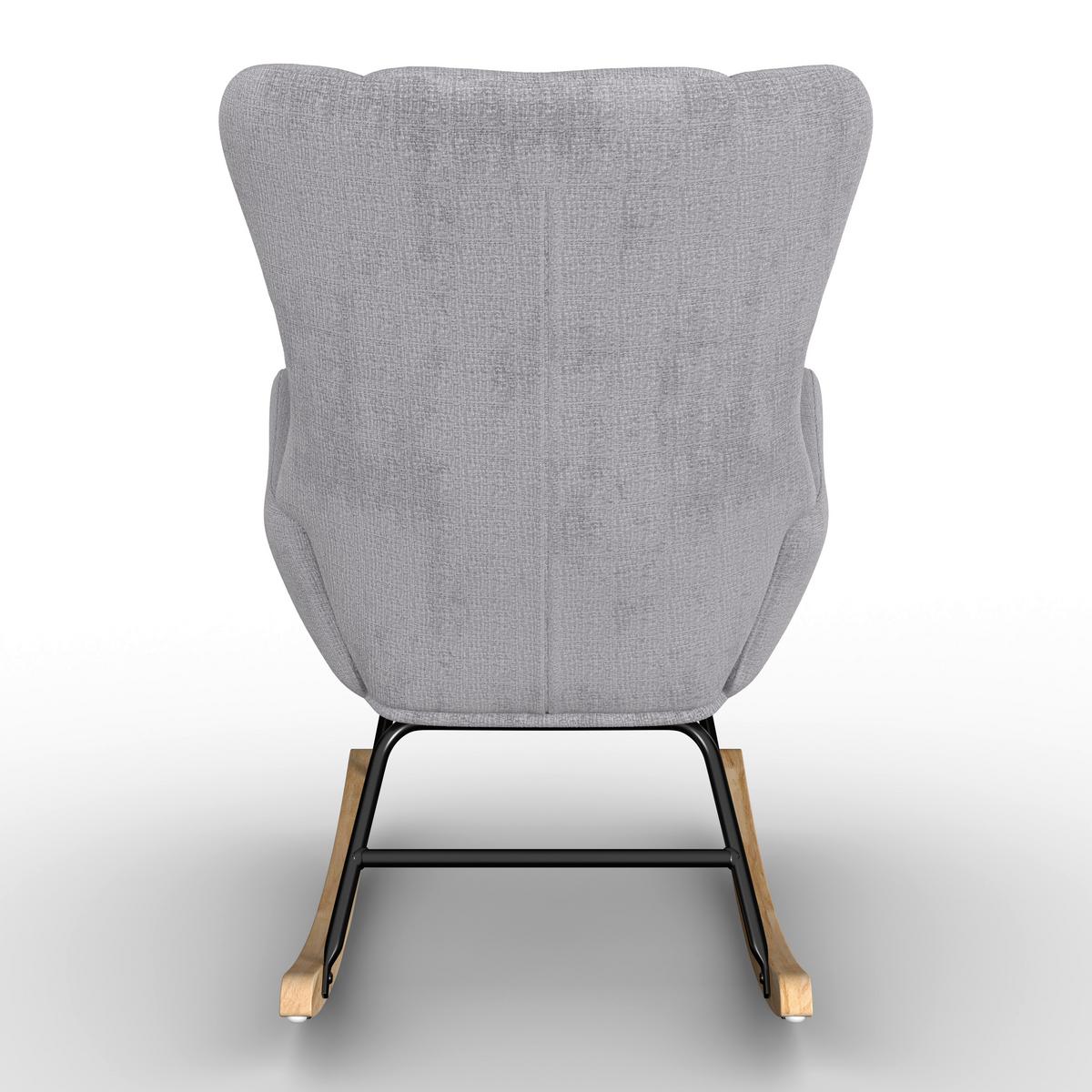Schaukelsessel Emilio Chenille Grau - Naturfarben/Grau, MODERN, Holz/Textil (67/93/85cm)