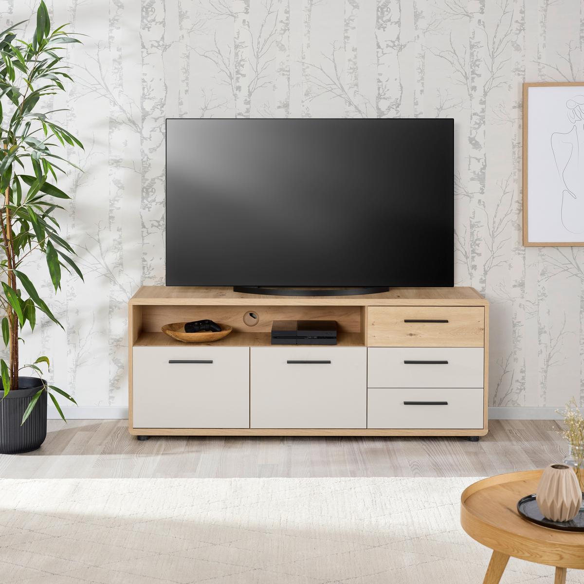 Tv Komoda Fontana Plus - kašmir/boje hrasta, Moderno, drvni materijal (150/60/38cm) - Modern Living
