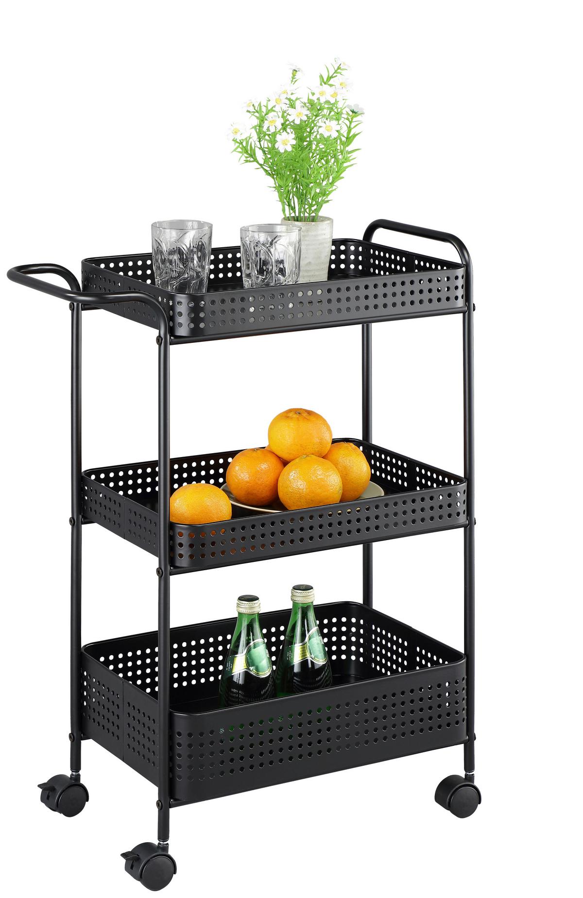 Servirni Voziček Badi, Črna - črna, Trend, kovina/umetna masa (52/72/28cm)