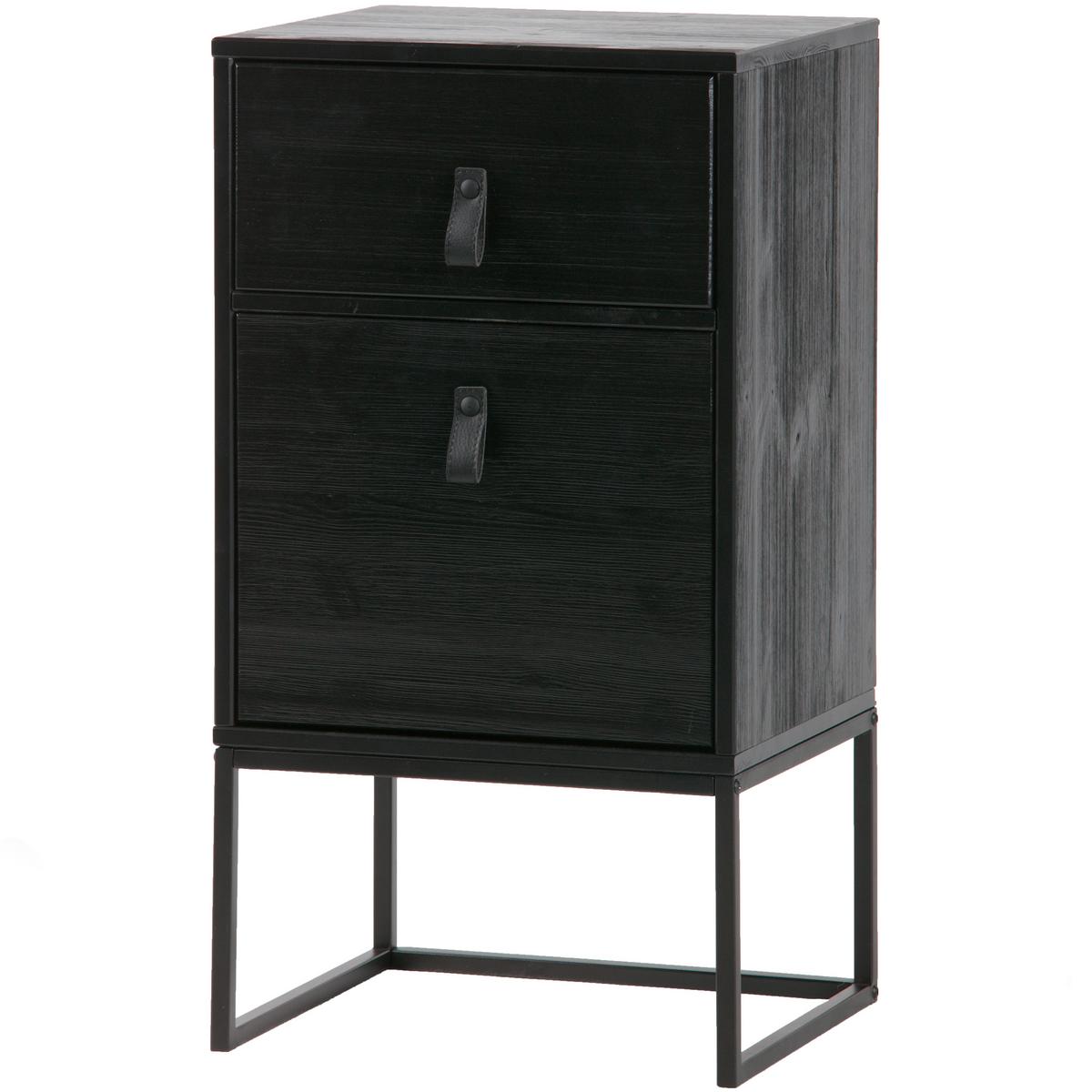 Nachtkästchen Zola Schwarz - Schwarz, Basics, Holz/Metall (74/40/35cm) - MID.YOU