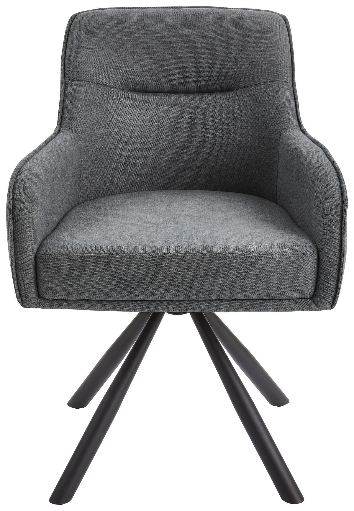 KRZESŁO Z PODŁOKIETNIKAMI ANNA - czarny/szary, Modern, metal/tkanina (62/84/62cm) - Livetastic