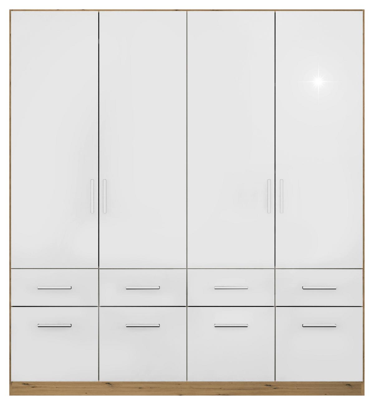 Ormar S Klasičnim Vratima Berlin - hrast Artisan/bijela visoki sjaj, Moderno, drvni materijal/plastika (181/197/54cm) - Modern Living