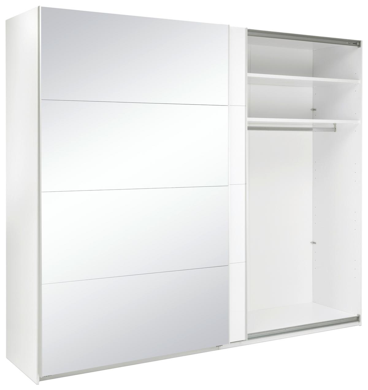 Omara Z Drsnimi Vrati Viva, Bela - bela/barve aluminija, Moderno, kovina/leseni material (250/210/62cm) - P & B