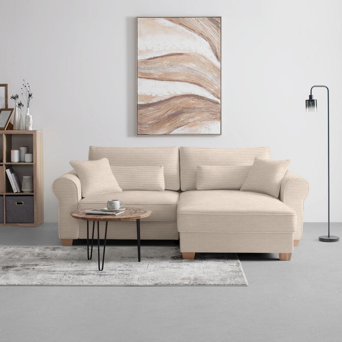 Wohnlandschaft Angelo Creme - Creme, MODERN, Holz/Holzwerkstoff (255/92/185cm) - Mömax