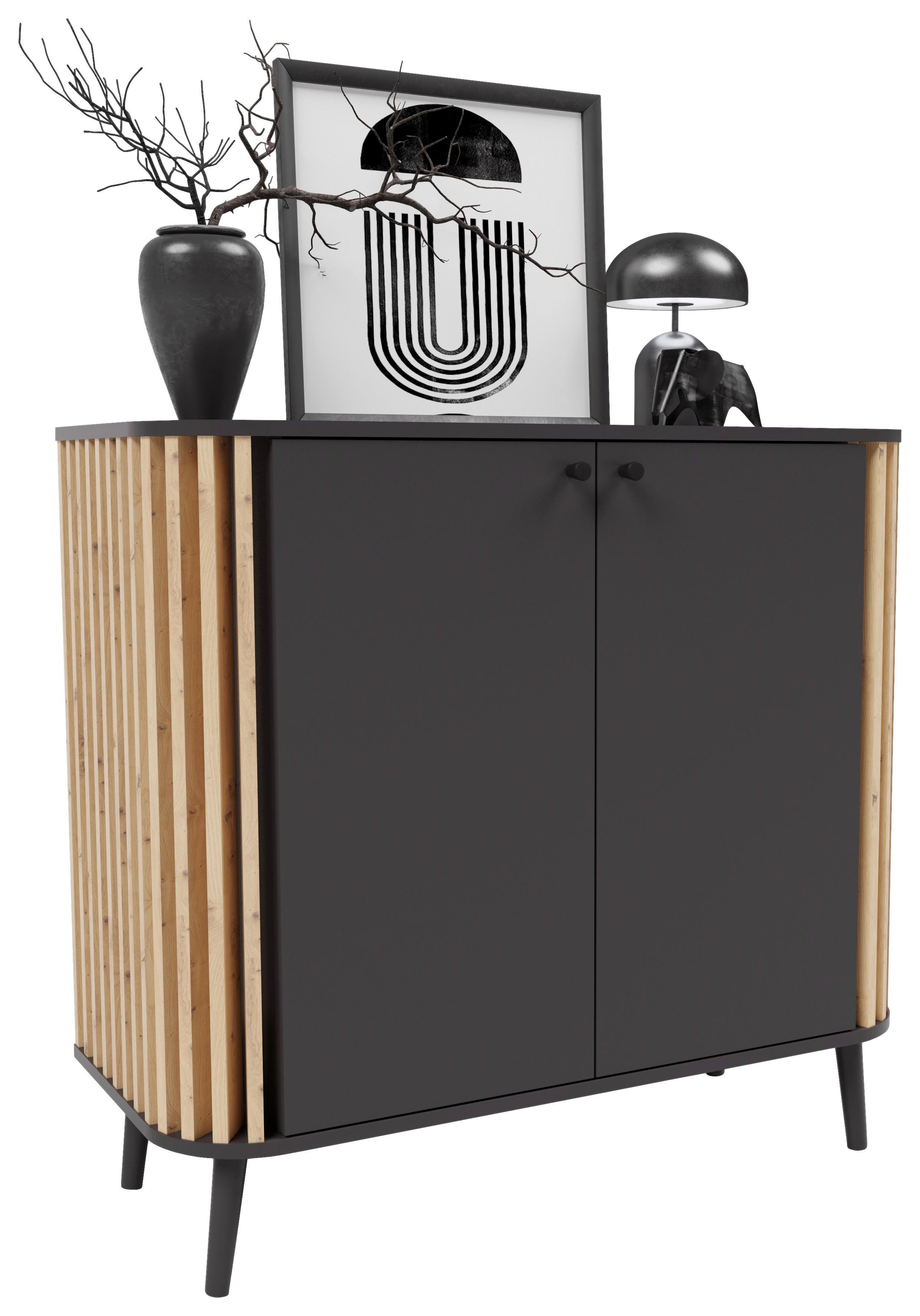 Komoda Pure, Siva - siva, Design, umetna masa/leseni material (92/88/40cm) - Premium Living