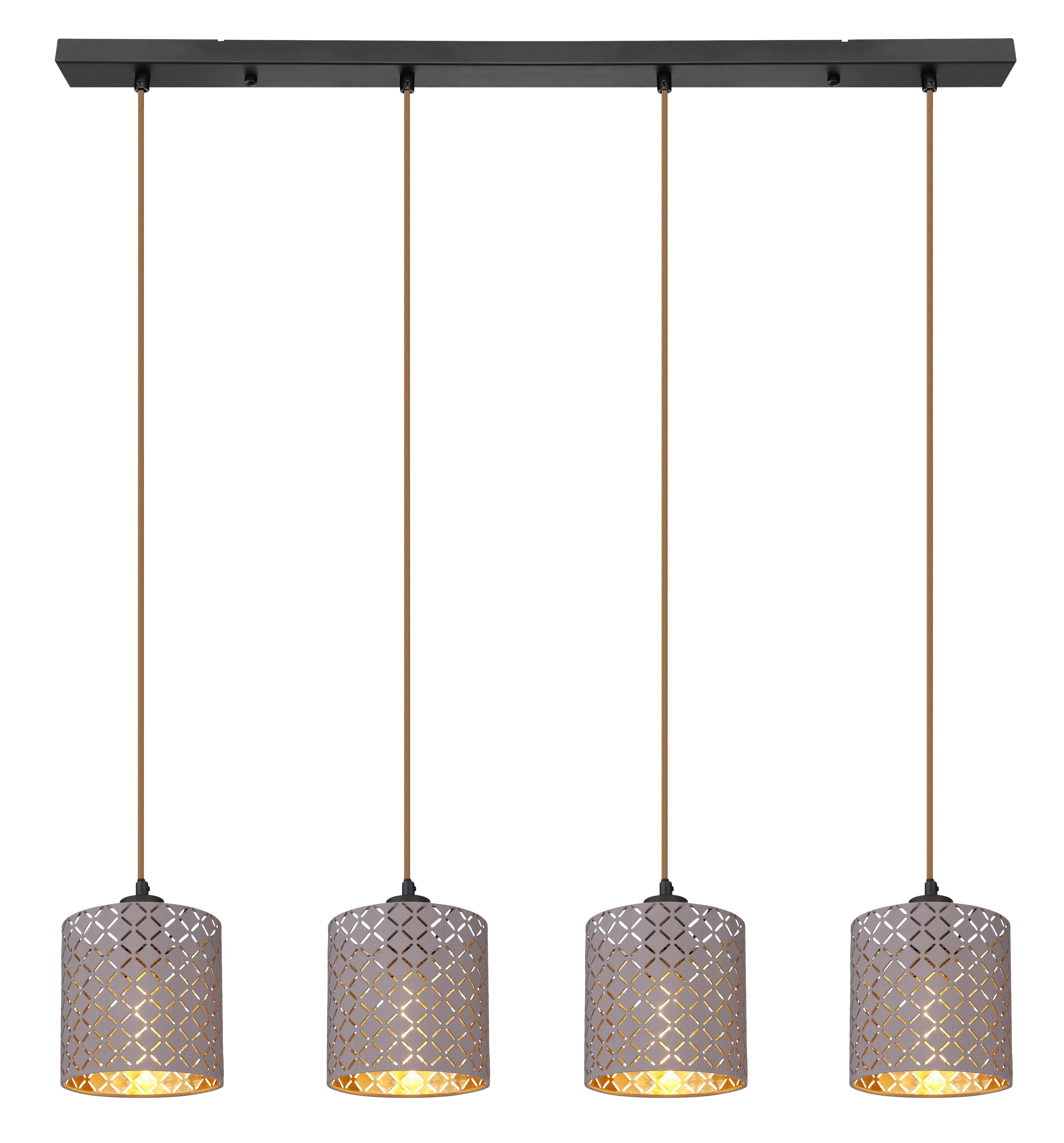 Svjetiljka Viseća 15584-4h - siva/crna, Design, metal/tekstil (98/16/150cm) - Globo