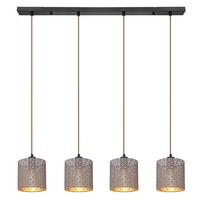 Viseča Svetilka 15584-4h - barve šampanjca/siva, Design, kovina/tekstil (98/16/150cm) - Globo