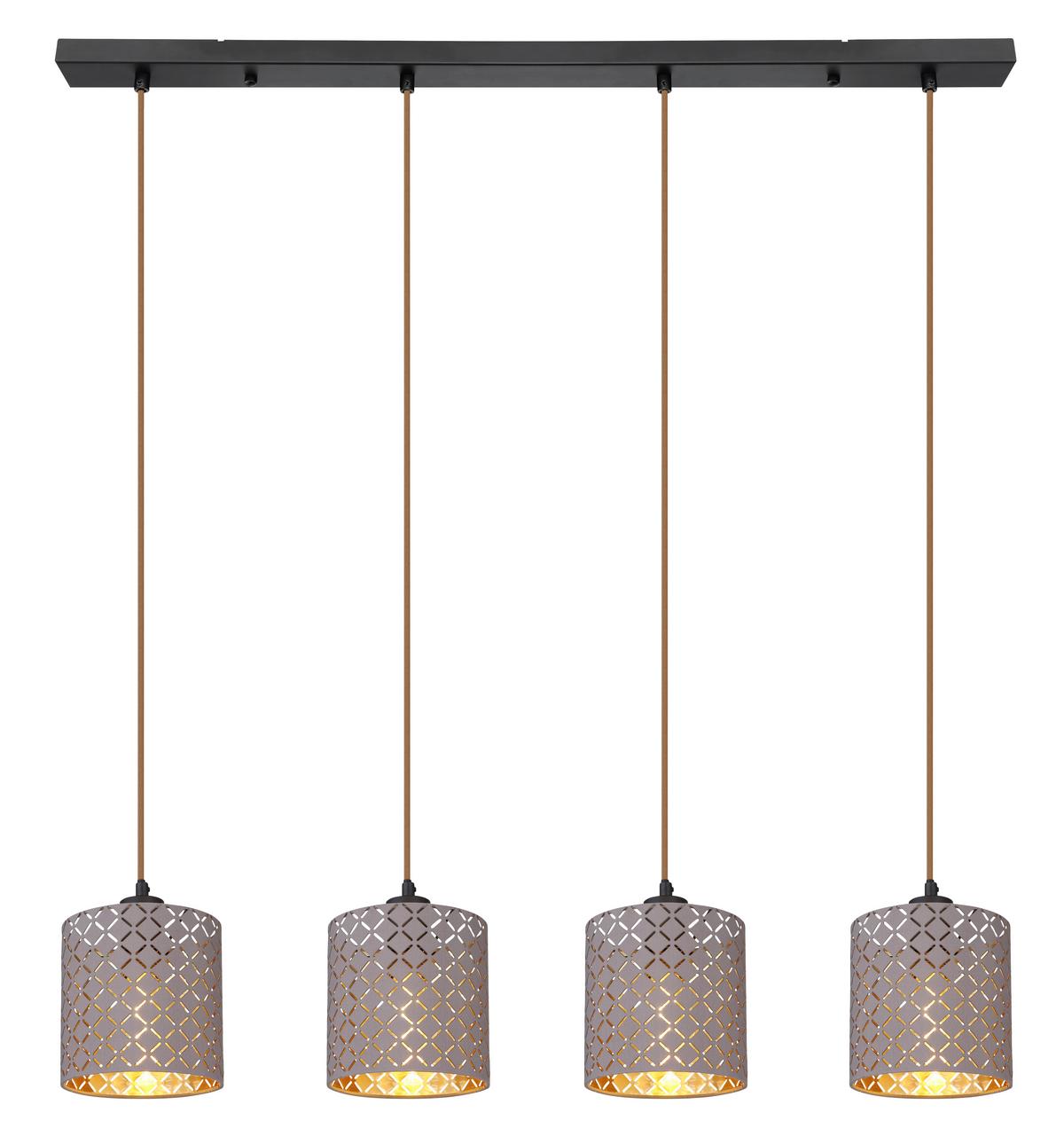 Viseča Svetilka 15584-4h - barve šampanjca/siva, Design, kovina/tekstil (98/16/150cm) - Globo