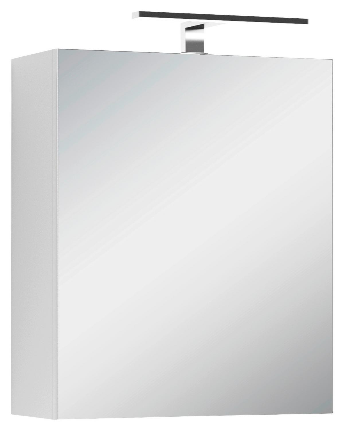 Spiegelschrank Spree mit LED 1 Tür BHT 50x60x20 cm Weiß - MODERN, Glas/Holzwerkstoff (50/60/20cm) - MID.YOU