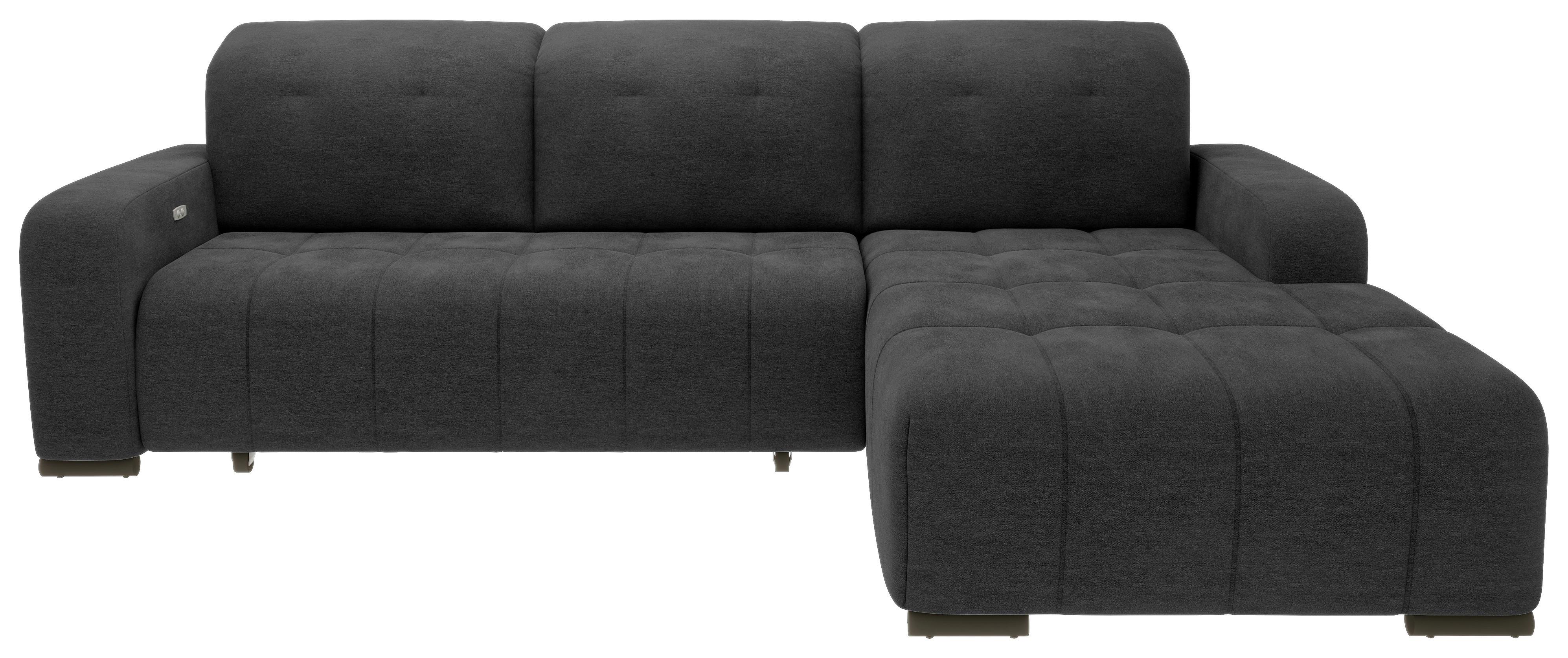 Wohnlandschaft Vicari Schwarz Mikrofaser - Schwarz, MODERN, Textil/Metall (185/292cm) - Livetastic