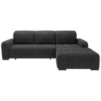 Wohnlandschaft Vicari Schwarz Mikrofaser - Schwarz, MODERN, Textil/Metall (185/292cm) - Livetastic