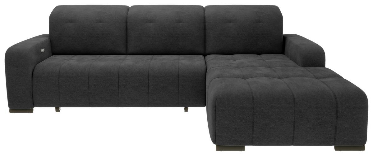 Wohnlandschaft Vicari Schwarz Mikrofaser - Schwarz, MODERN, Textil/Metall (185/292cm) - Livetastic