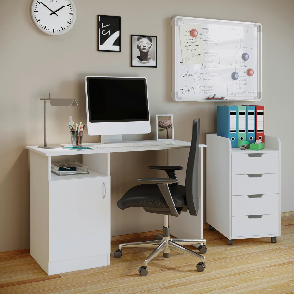 Rollcontainer Konal Maxi Weiß - Weiß, KONVENTIONELL, Holzwerkstoff/Kunststoff (40/74/50cm) - MID.YOU