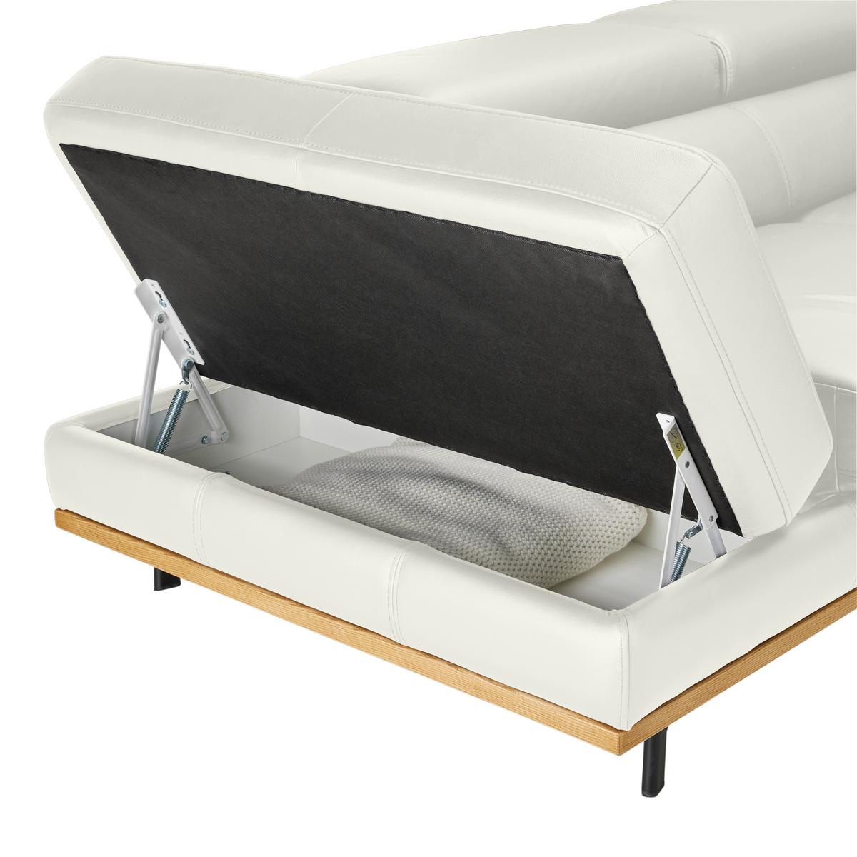 Wohnlandschaft Carmen Weiß - Schwarz/Weiß, MODERN, Leder/Holz (292/72/226cm) - Premium Living