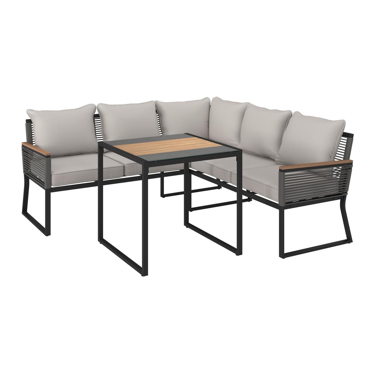 Garnitură grădină Sonora - gri deschis/culoare natur, Modern, plastic/sticlă (181/73/65cm) - Bessagi Garden