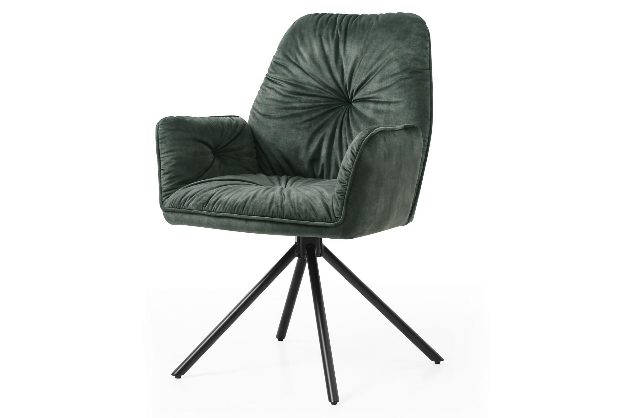 Naslanjač Vintage, Temno Zelena, Vrtljiv - črna/temno zelena, Moderno, kovina/tekstil (61/90/59cm) - Livetastic