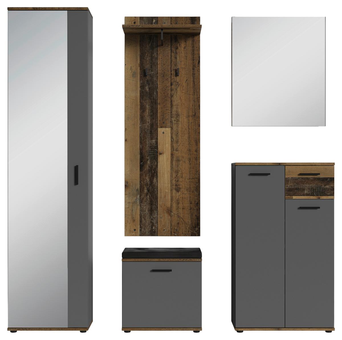 Garderobenbank Jakob ca. 48,5x49x30cm Anthrazit,Schwarz - Alteiche/Anthrazit, LIFESTYLE, Holzwerkstoff (48,5/49/30cm) - MID.YOU