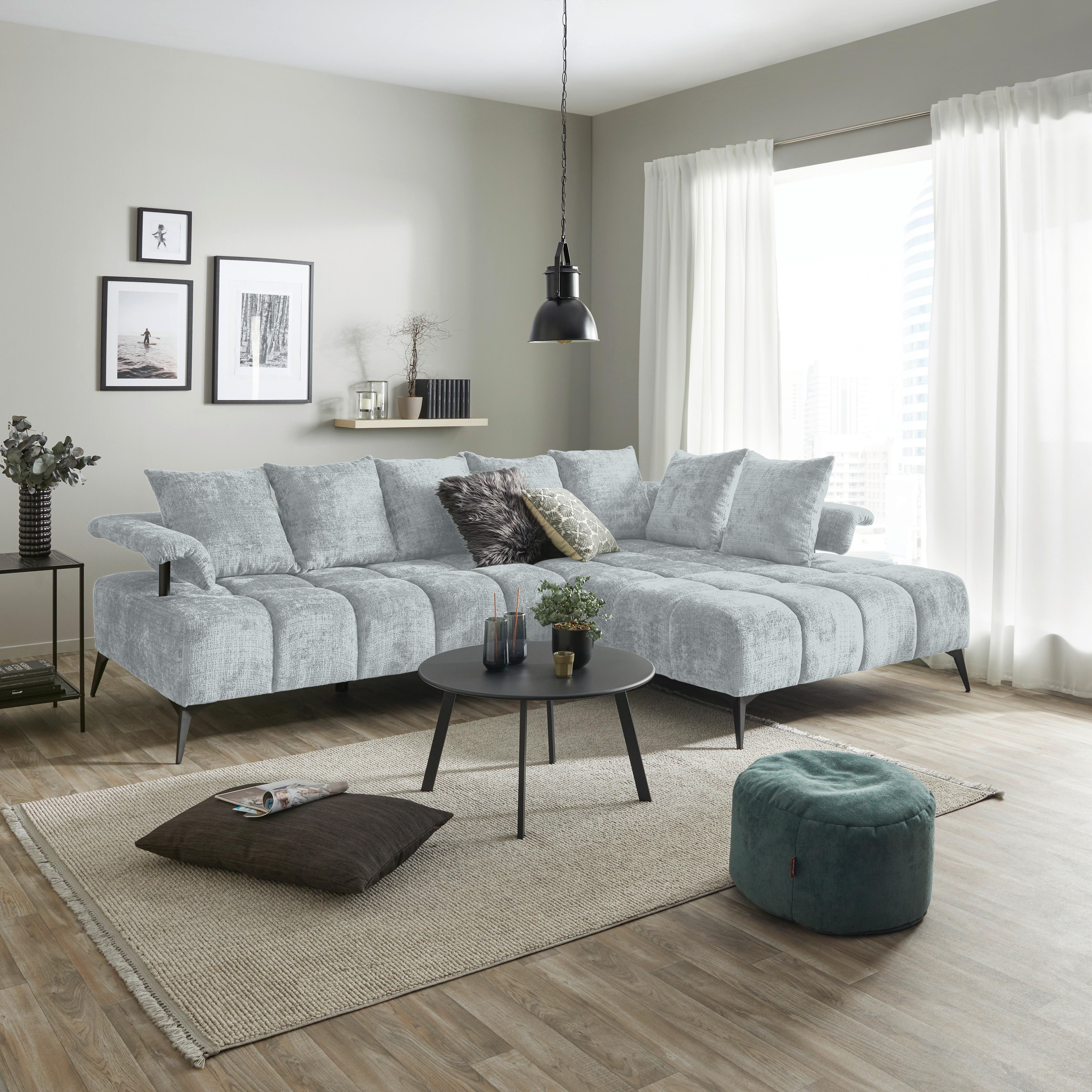 Kutna Garnitura Vanessa New - svijetlo siva/crna, Moderno, tekstil/metal (297/200cm) - Modern Living