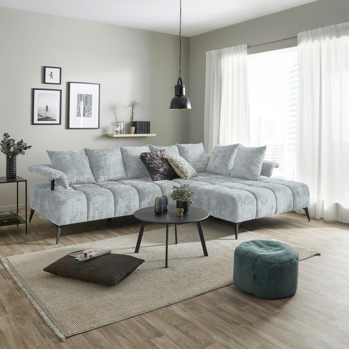 Kutna Garnitura Vanessa New - svijetlo siva/crna, Moderno, tekstil/metal (297/200cm) - Modern Living