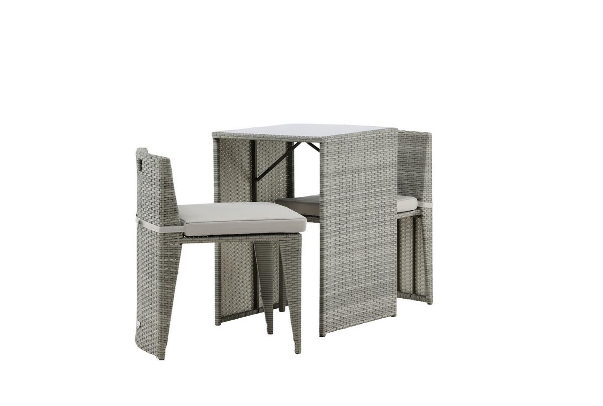 BALKONSET SAVANNA - Schwarz/Grau, KONVENTIONELL, Kunststoff/Metall - Gardenson