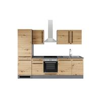 Küchenblock Jazz mit Geräten ca.280cm Eiche/Anthrazit - Anthrazit/Schwarz, LIFESTYLE, Holzwerkstoff/Kunststoff (280cm) - P & B