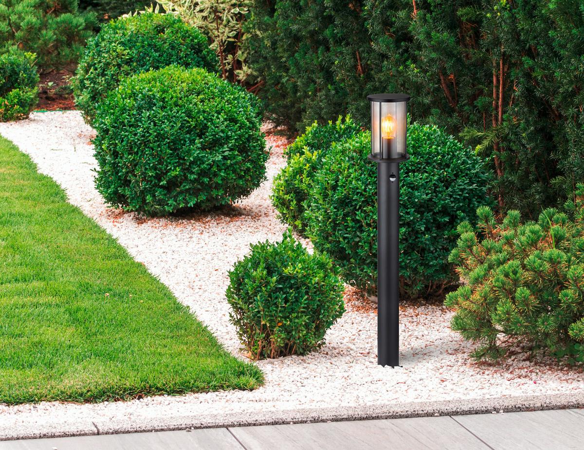 Außenleuchte Gracey Schwarz max. 60 Watt - Schwarz, Konventionell, Glas/Metall (14,3/100cm) - Globo
