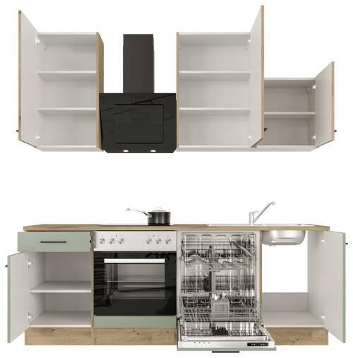 Kuhinjski Blok Cara, Zelena, Hrast - črna/zelena, Moderno, kovina/leseni material (220cm) - FlexWell