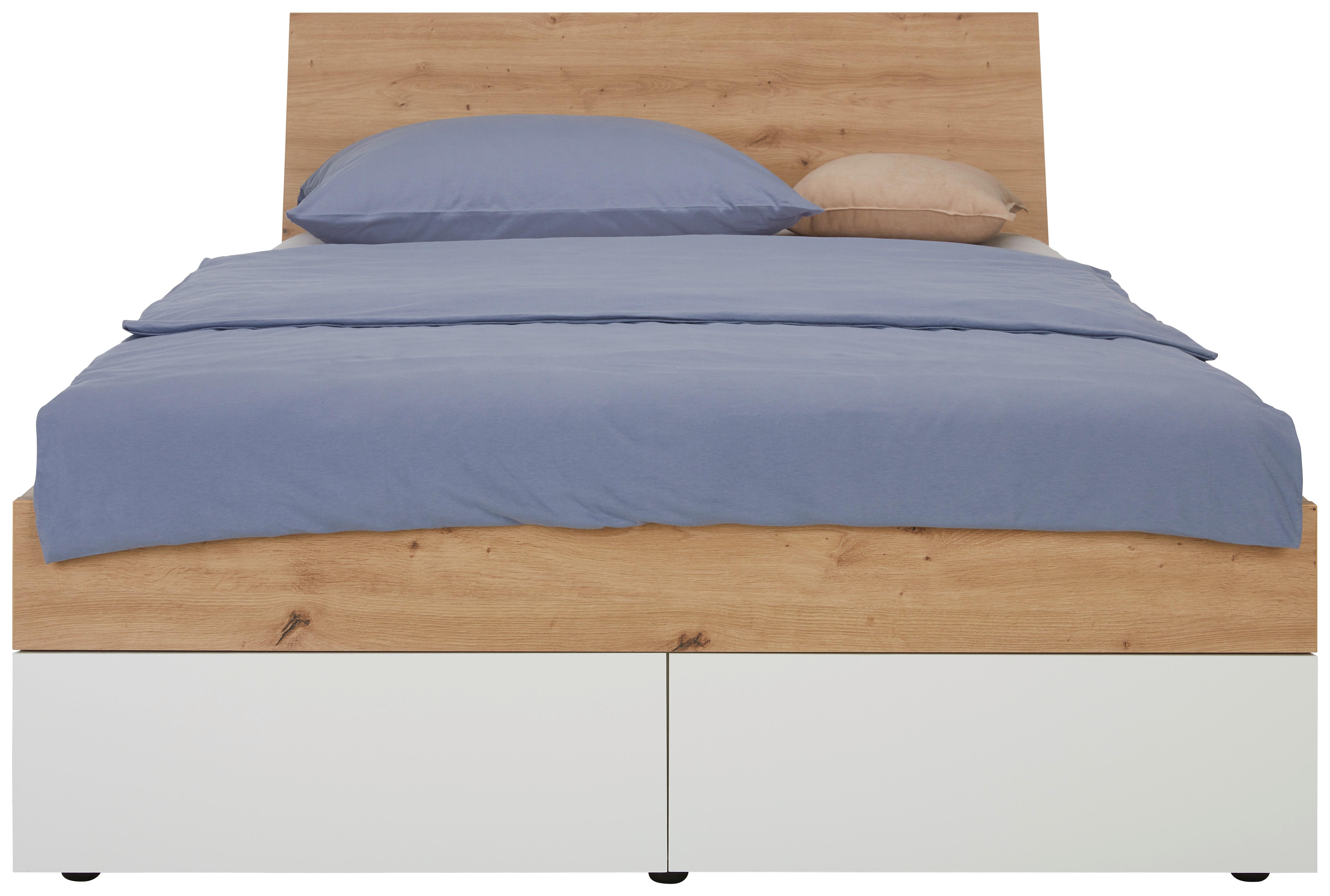 SÄNG MED FÖRVARING LAGO - vit/ekfärgad, Klassisk, trämaterial (120/200cm) - Mömax