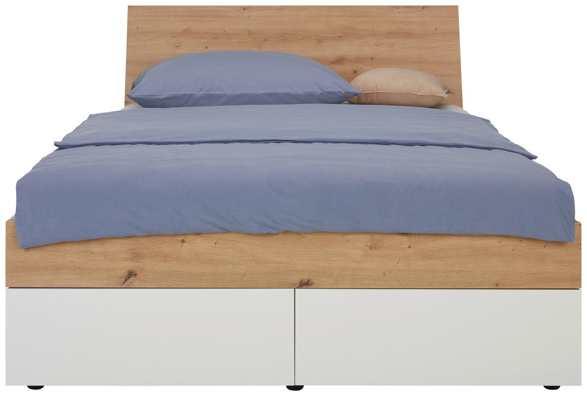 Krevet S Prostor. Za Odlaganje Lago - bijela/boje hrasta, Konvencionalno, drvni materijal (120/200cm) - Premium Living