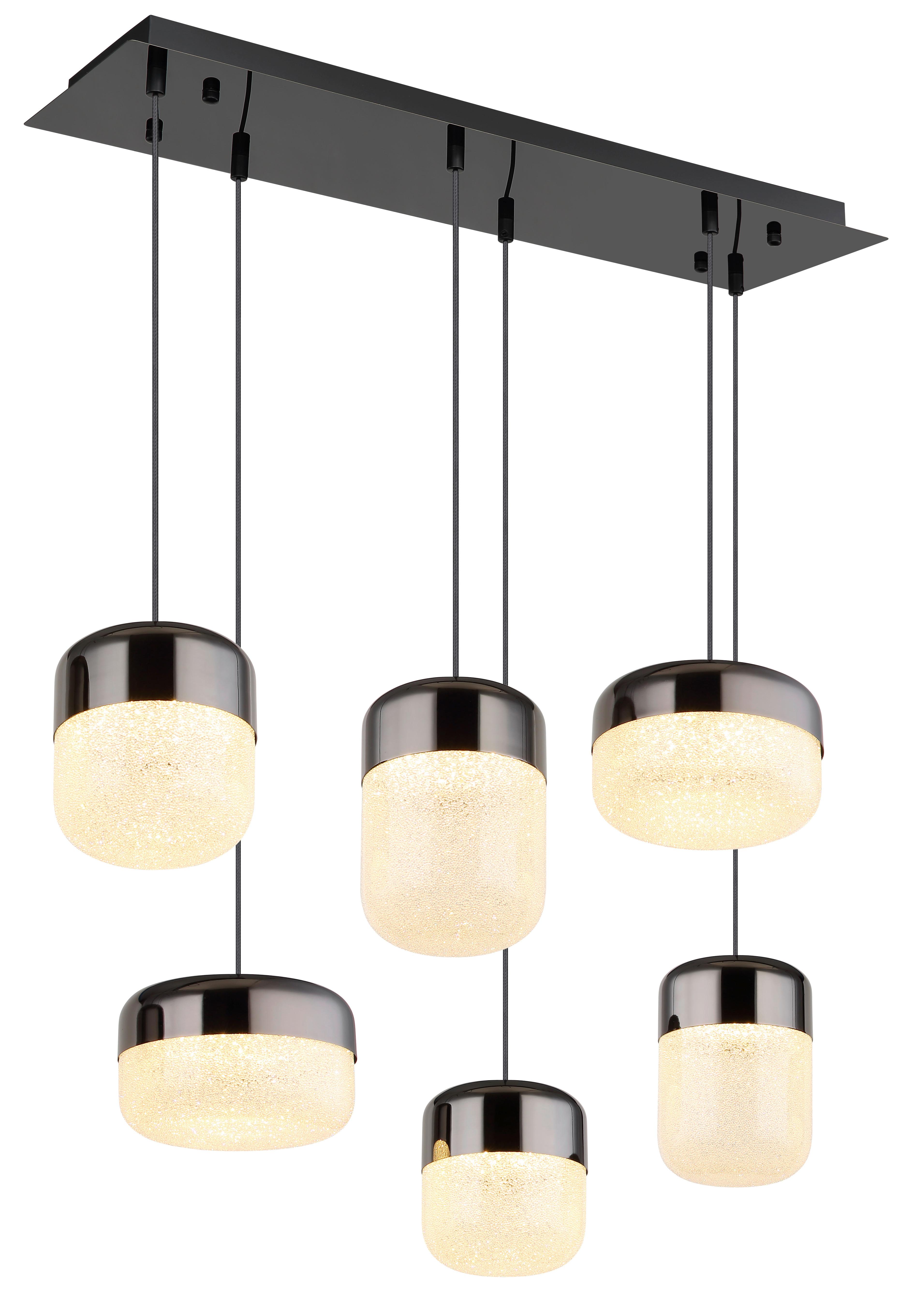 LED-Hängeleuchte Cristallica Graphitfarben max. 60 Watt - Klar/Graphitfarben, Design, Glas/Metall (80/32/150cm) - Globo