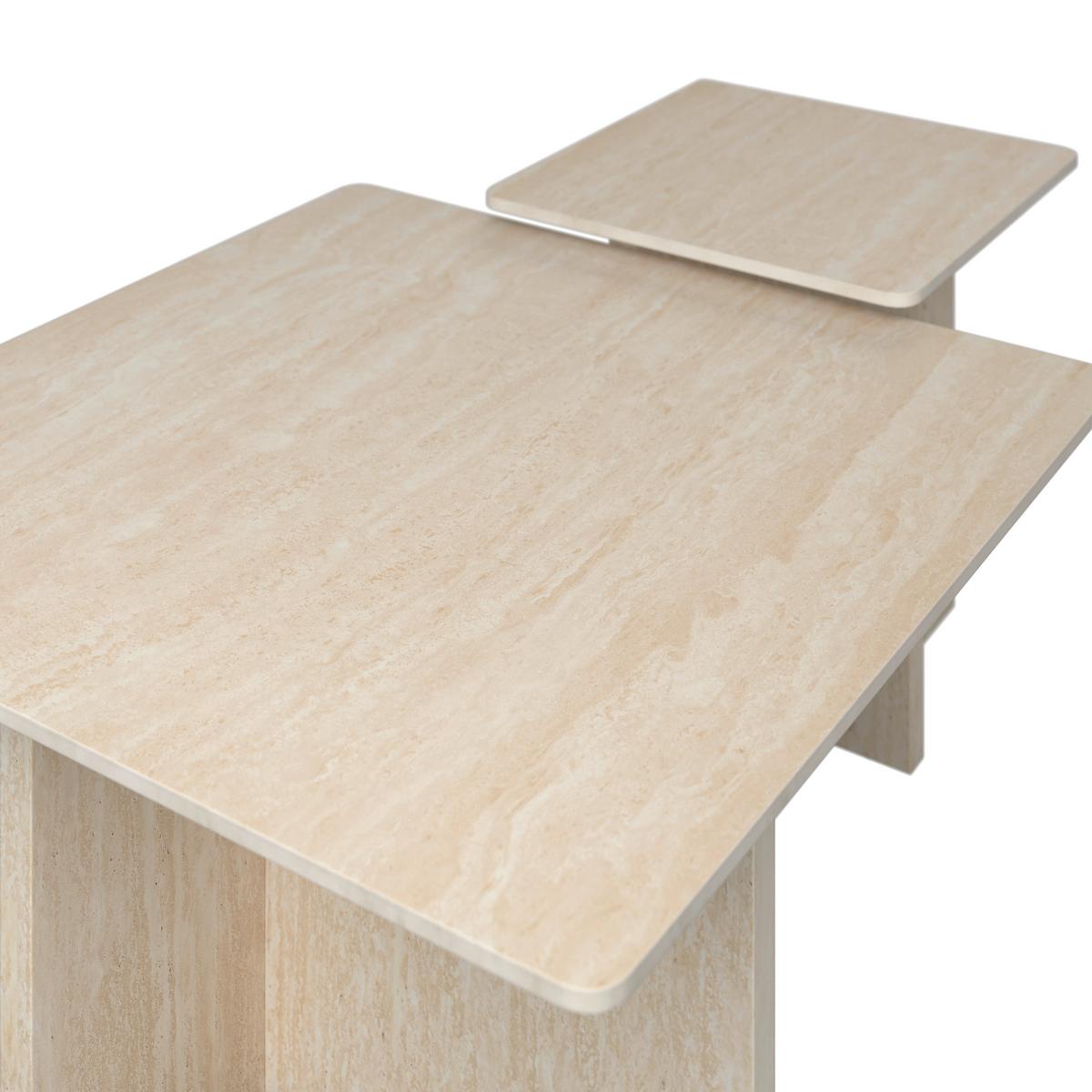 Couchtisch Lucca 2er Set Creme - Creme, MODERN, Holzwerkstoff/Stein - Bessagi Home