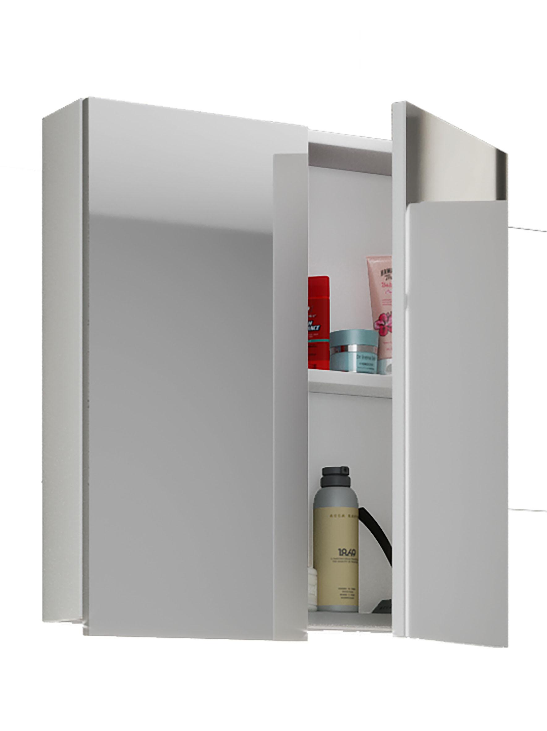 Omara Z Ogledalom Vcb 1, Bela - bela, Basics, steklo/leseni material (60/59/12cm) - MID.YOU