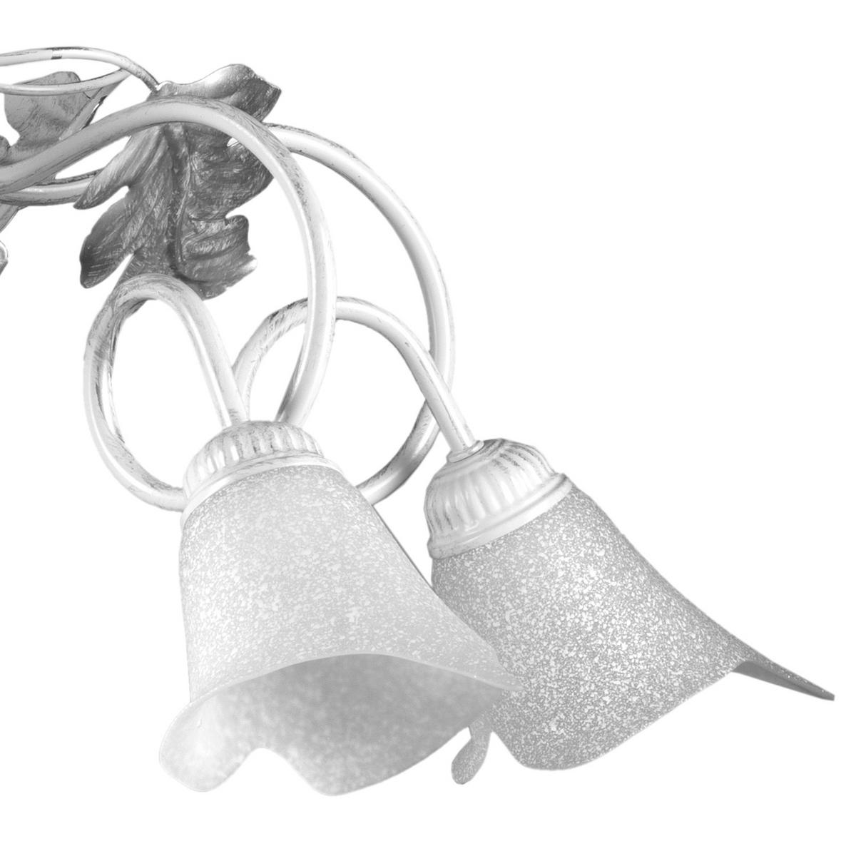 Kronleuchter Marilena Silber/Weiß max. 6 Watt - Silberfarben/Weiß, KONVENTIONELL, Glas/Metall (90/130cm)