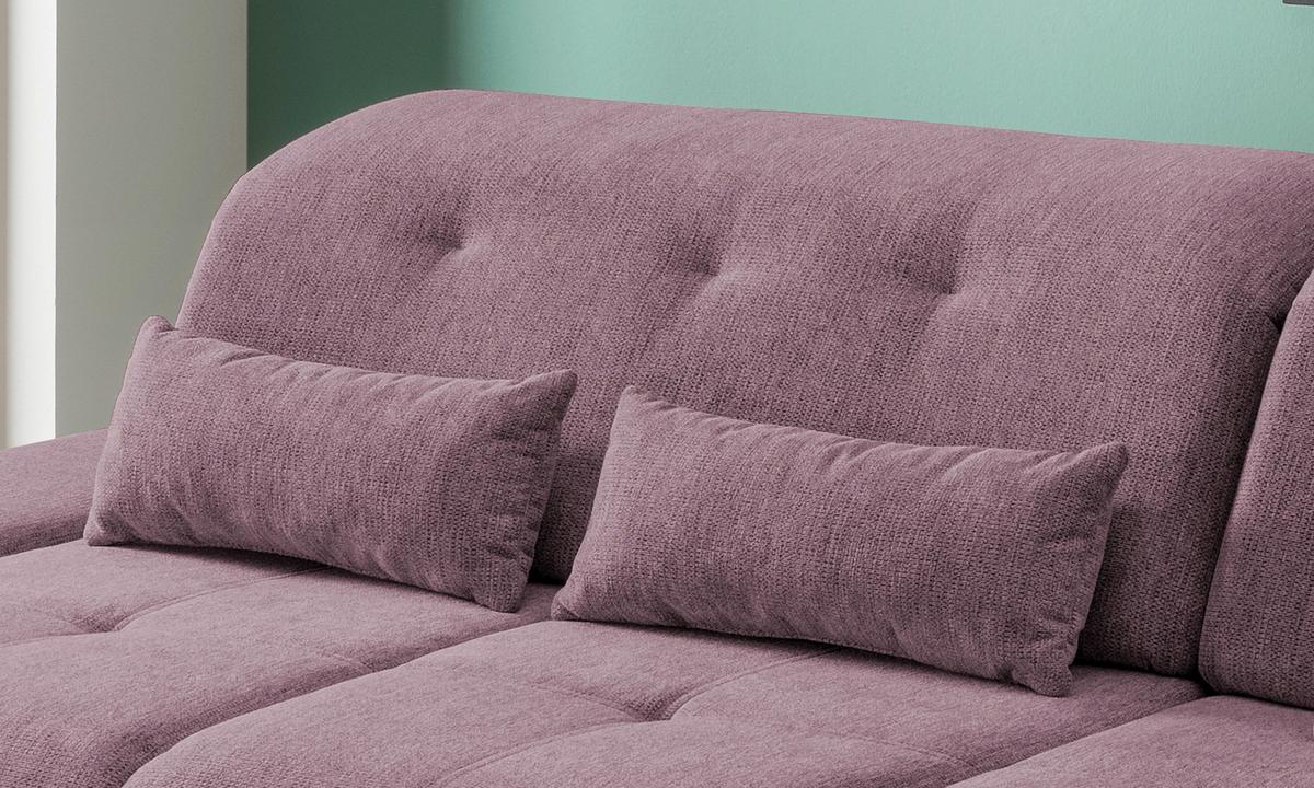 Wohnlandschaft Dalida Brombeere Chenille - Chromfarben/Brombeere, Design, Textil/Metall (300/196cm) - Livetastic