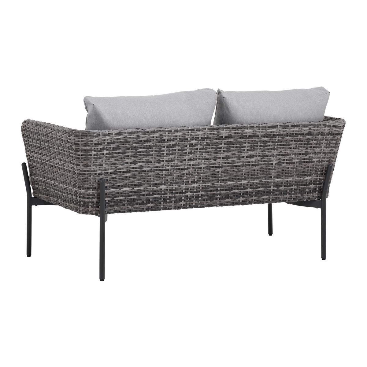 Loungegarnitur Zophia Outdoorgewebe - Dunkelgrau/Schwarz, Modern, Glas/Kunststoff (150/68/70cm) - Bessagi Garden