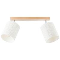 Deckenleuchte Galance Weiß/Hellbraun max. 40 Watt - Hellbraun/Weiß, Natur, Holz/Textil (42/35,5/23,5cm) - Brilliant