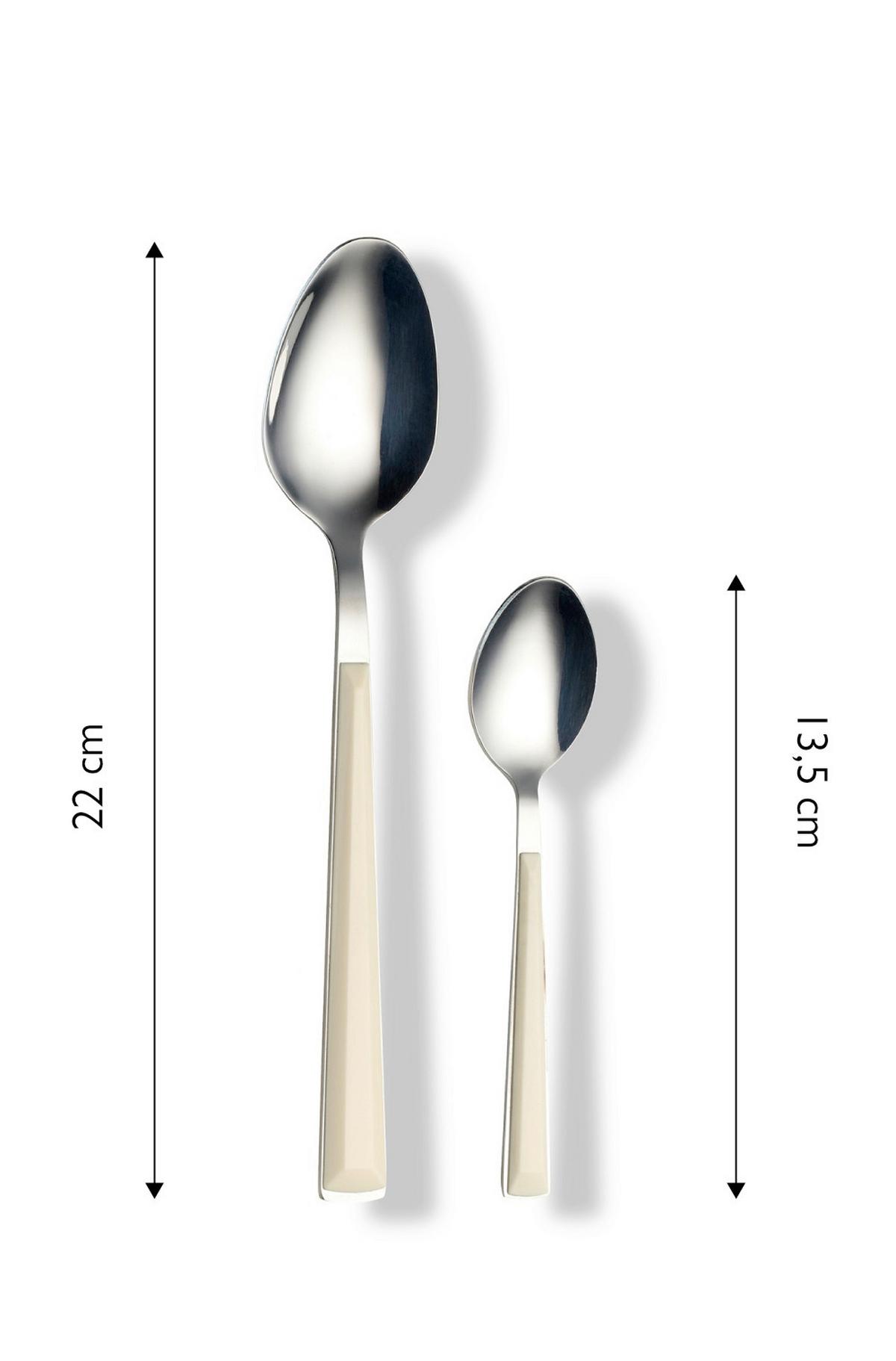 Besteckset Basic Creme/Silber 16-teilig - Silberfarben/Creme, Basics, Metall - Echtwerk