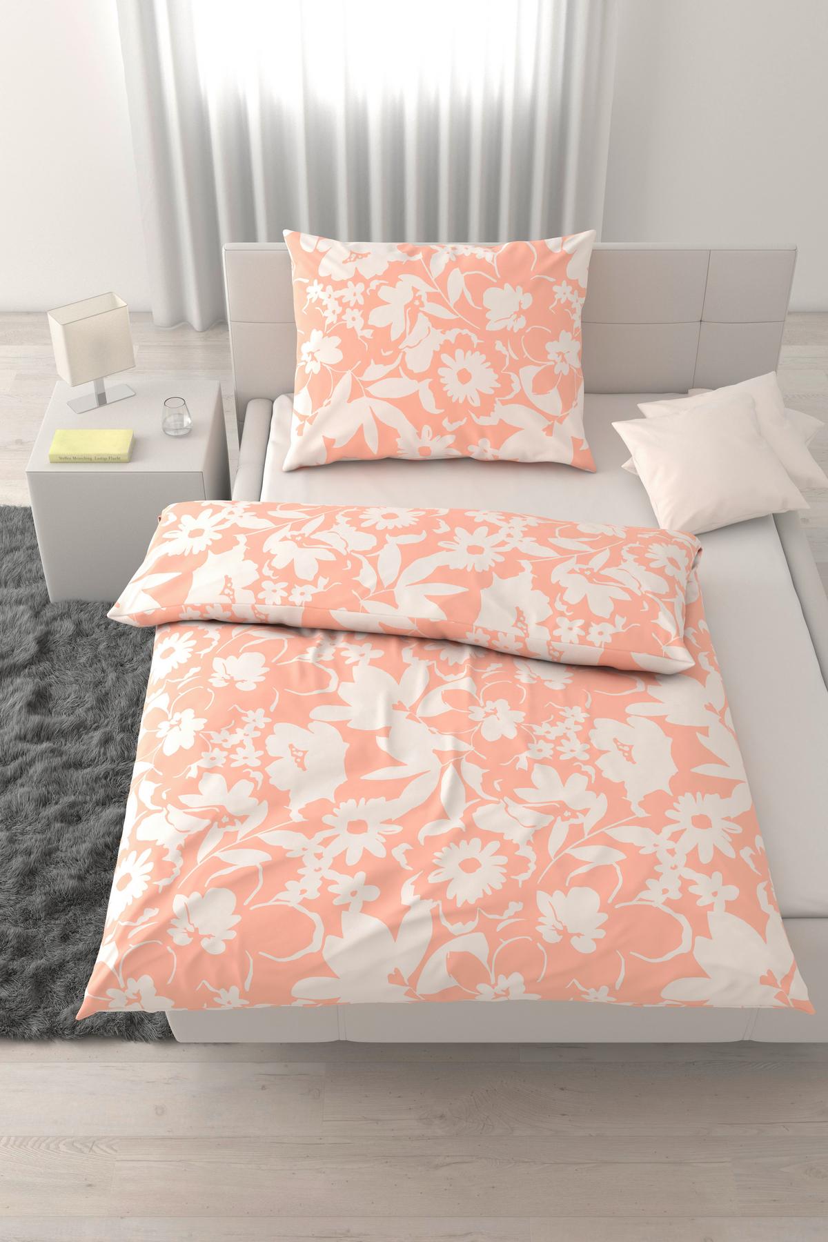 Bettwäsche Floral Orange ca. 140x200cm - Orange, Textil (140/200cm) - Mömax