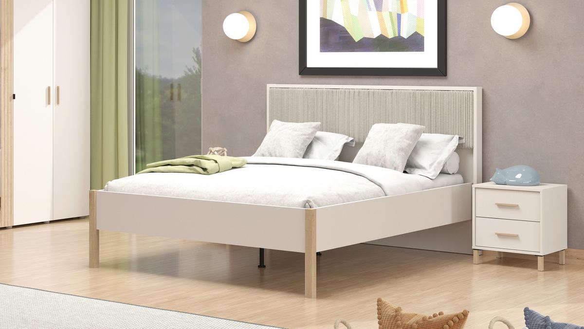 Ágykeret Belfort - kasmírszínű, Modern, faalapú anyag/textil (160/200cm)