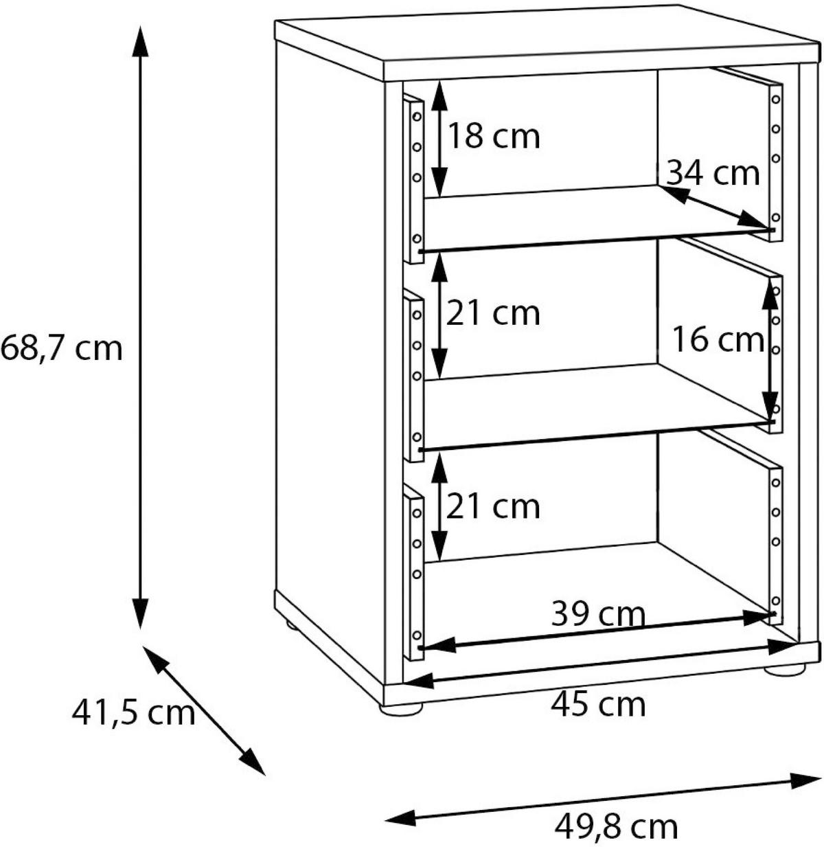 Nočna Omarica Alice, Barva Hrasta - srebrne barve/barve hrasta, Trend, umetna masa/leseni material (50/69/42cm) - Carryhome