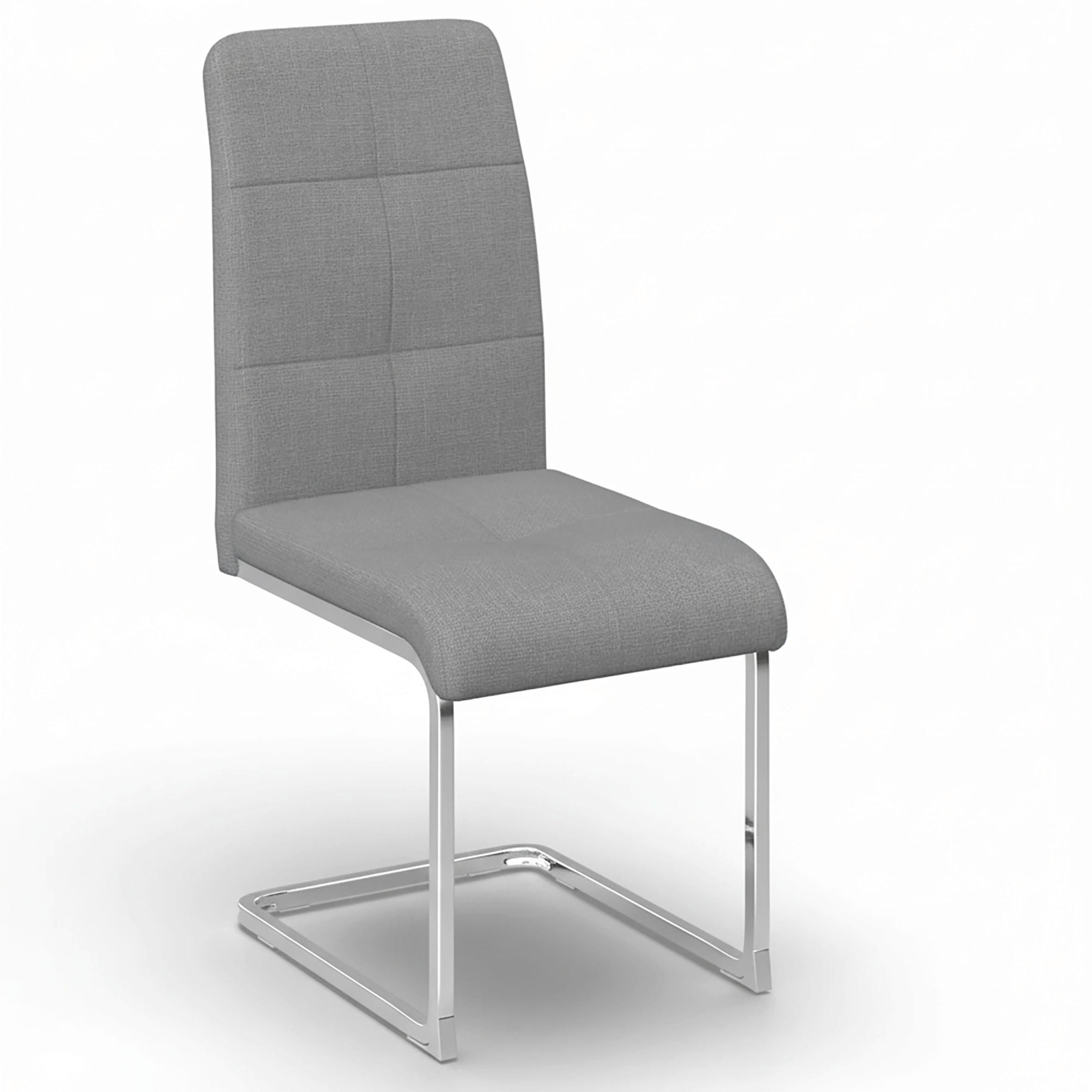 Schwingstuhl Lucie Grau Leinenoptik Gepolstert - Grau/Nickelfarben, MODERN, Textil/Metall (43/99/60cm) - Bessagi Home