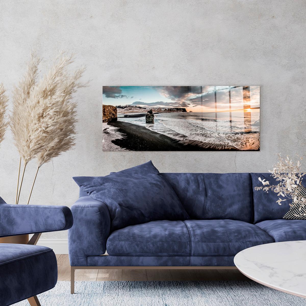 Glasbild Multicolor ca. 125x50cm - Multicolor, Basics, Glas/Papier (125/50cm)