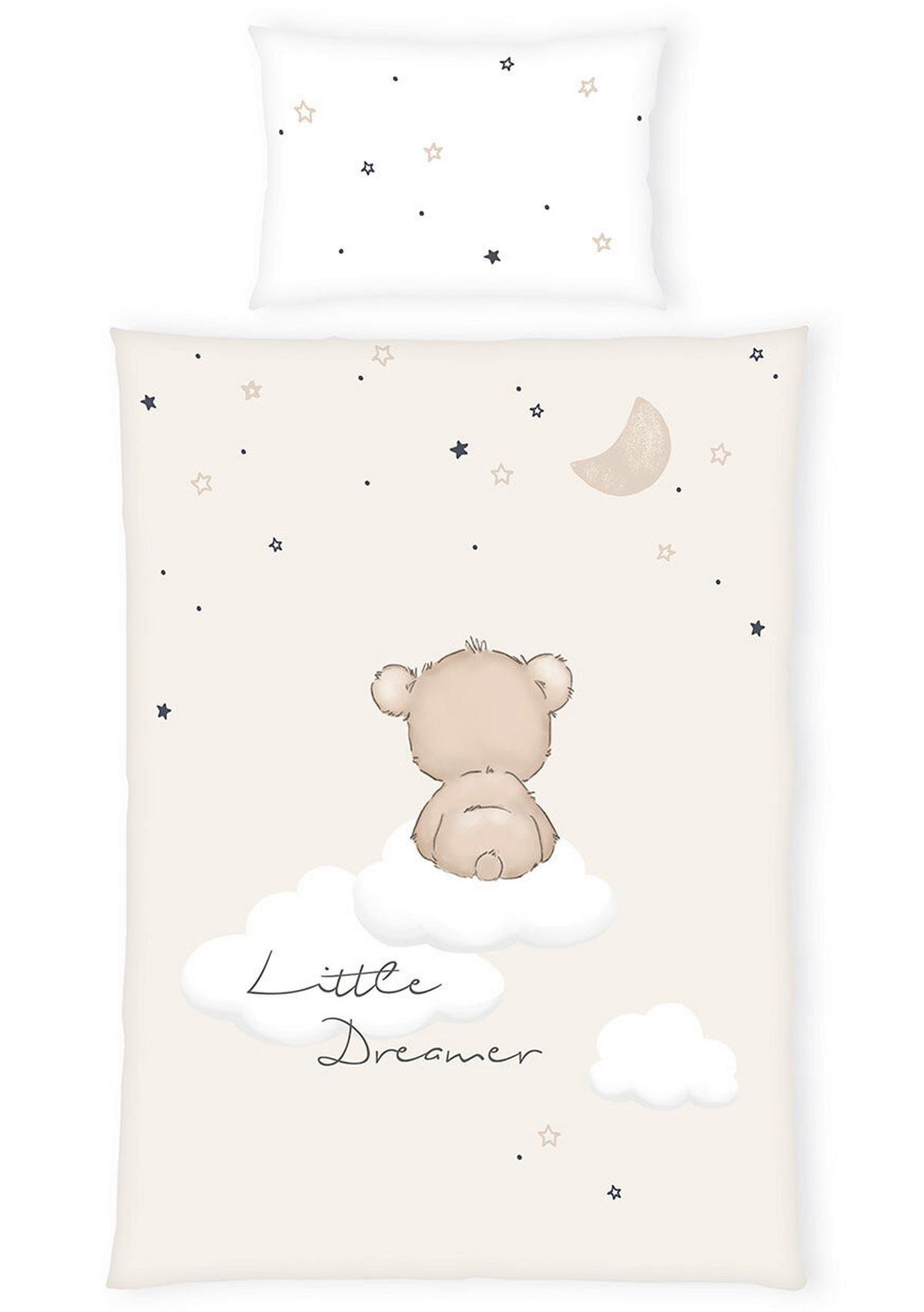 POŚCIEL NIEMOWLĘCA 2485234063 LITTLE DREAMER - beżowy/biały, Basics, tkanina (100/135cm) - Herding