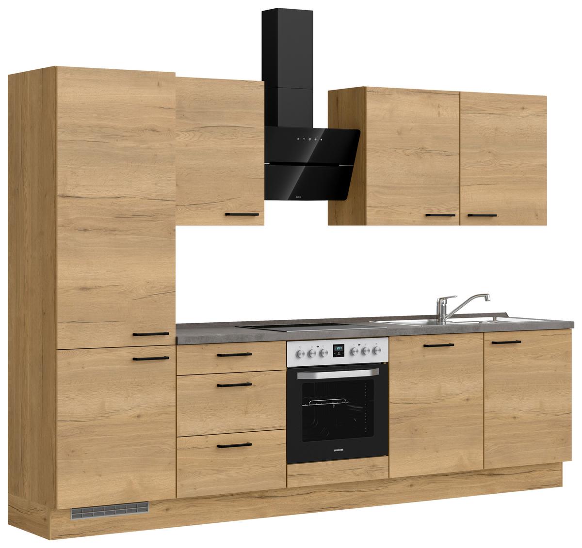 Küchenleerblock Structura High o. Geräte Eiche - Schieferfarben/Eichefarben, MODERN, Holzwerkstoff/Metall (300cm) - Nobilia