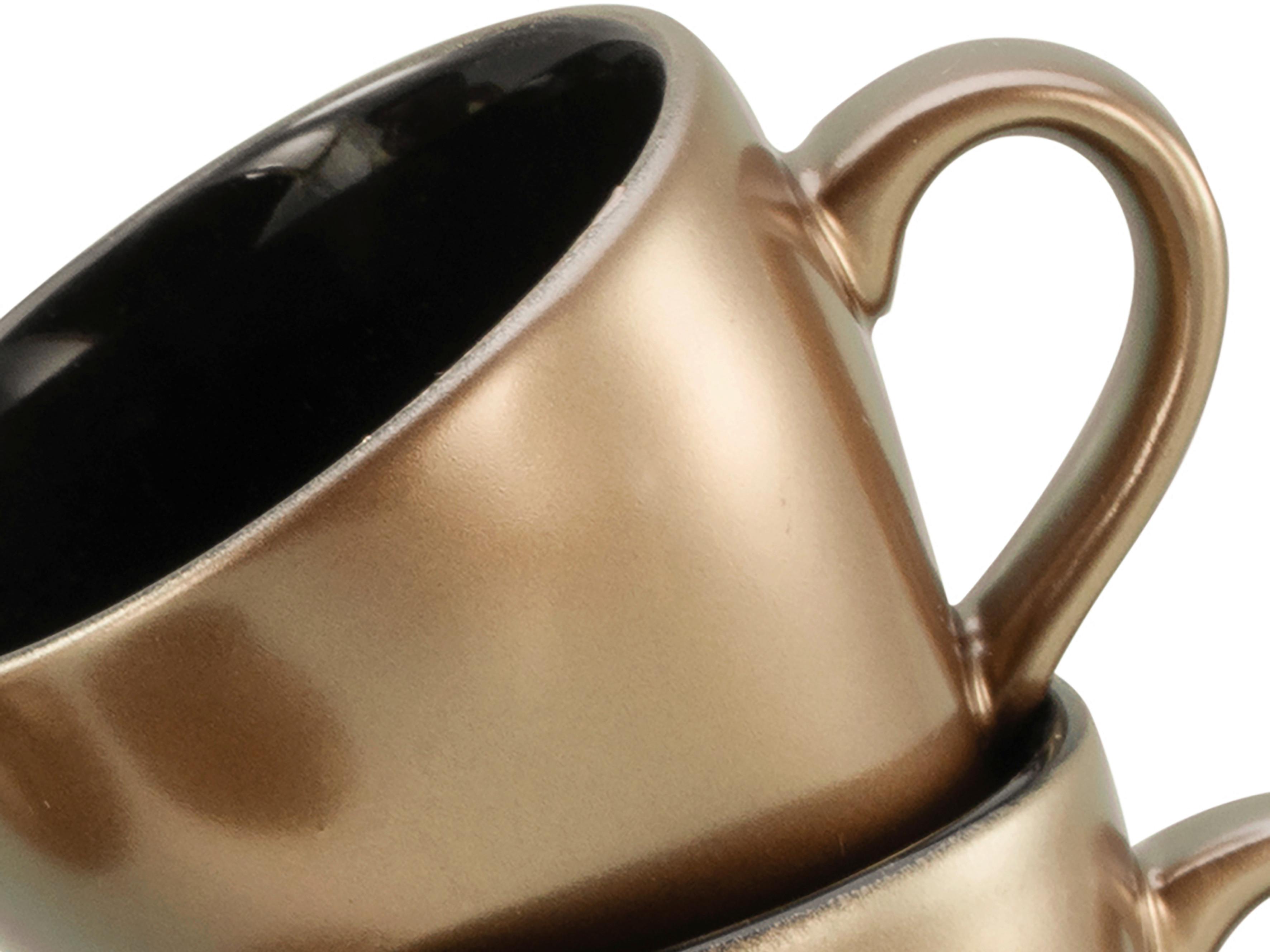 Kavni Servis Golden Days Black, 12-Delni - zlate barve/črna, Basics, keramika - Creatable