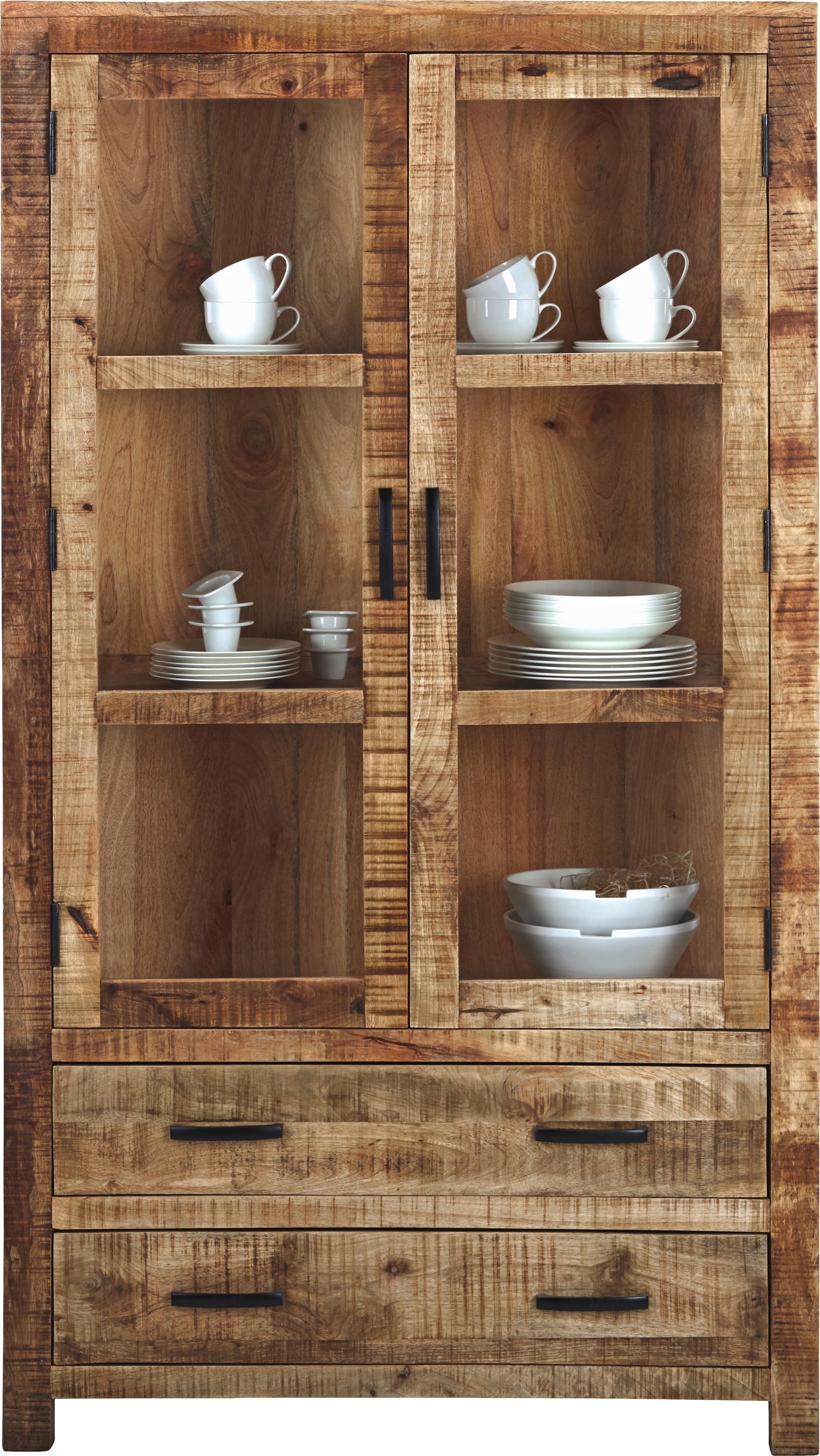 Vitrine in Naturfarben Massiv - Naturfarben, LIFESTYLE, Holz (100/180/42cm) - Zandiara